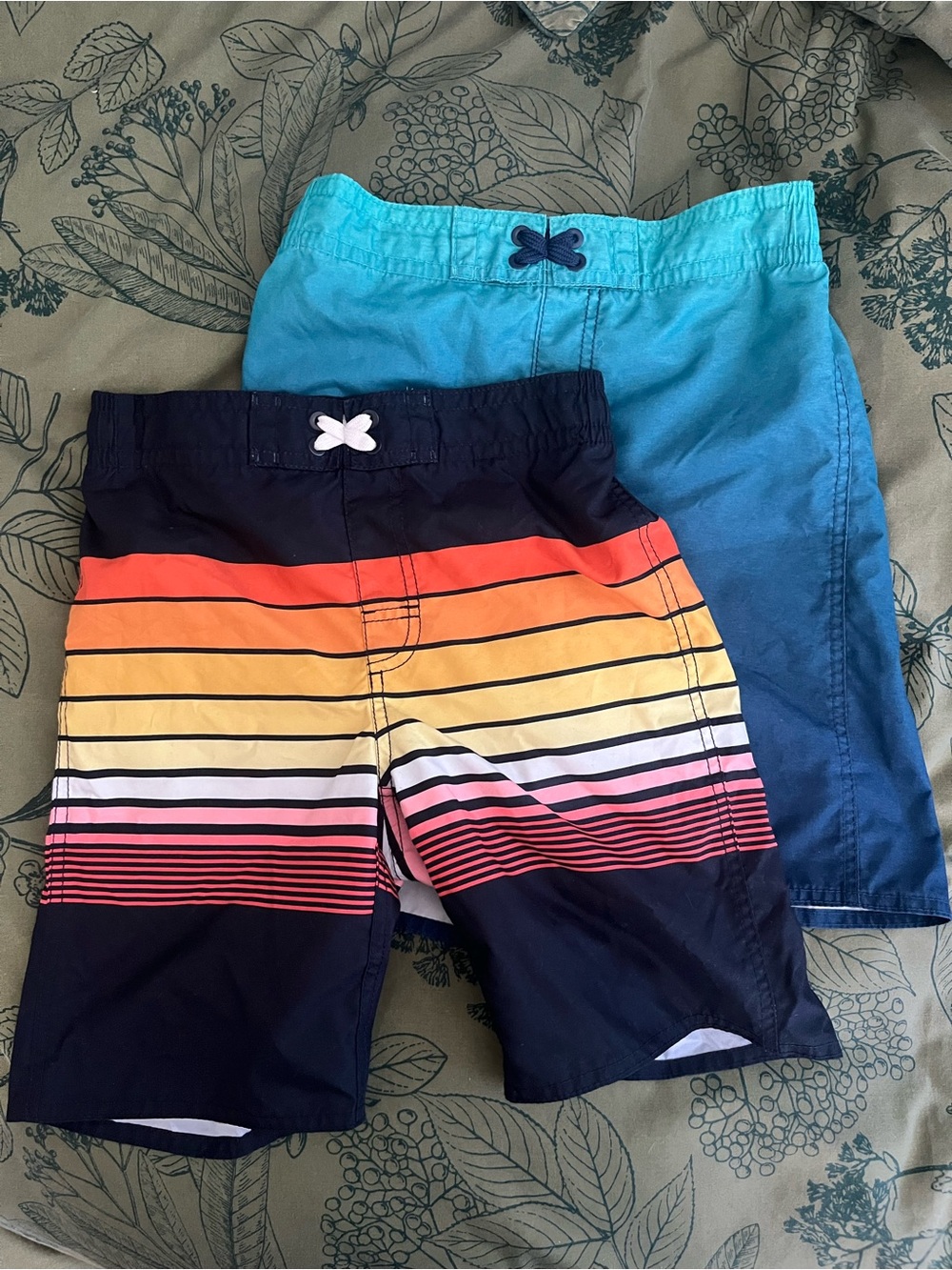 2 Pack Ombre Blue and Navy Striped Swim Shorts
